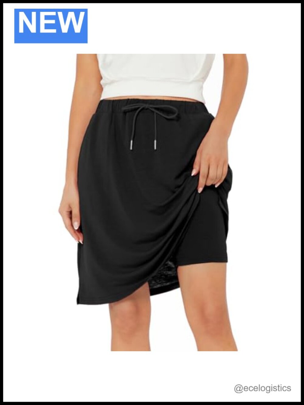 Tennis Skort Knee Length High Waist Drawstring Athletic Golf Skirt